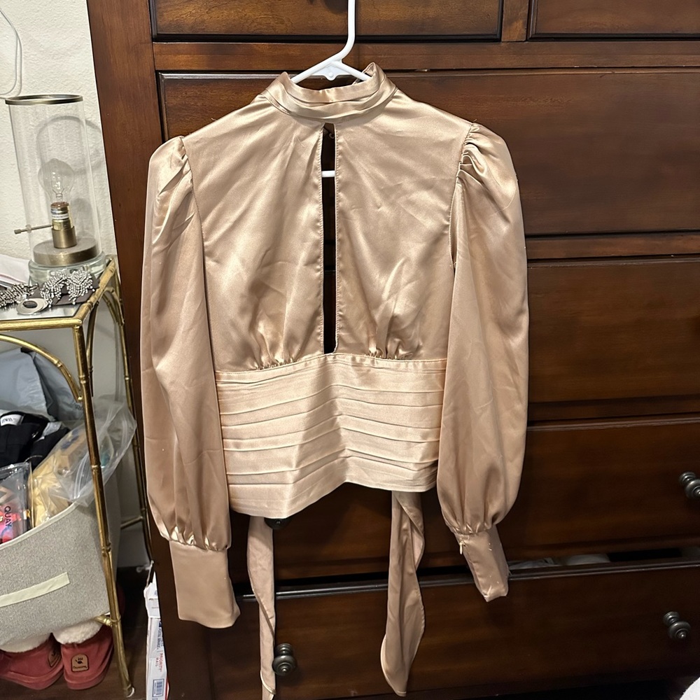 Forever 21 gold satin going out top